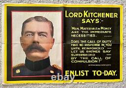 WWI Poster Lord Kitchener Says Enlist Today World War One Recruiting