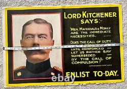 WWI Poster Lord Kitchener Says Enlist Today World War One Recruiting