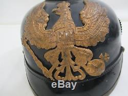 WWI Prussian Leather Pickelhaube Spike Helmet