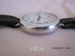 WWI SILVER AWWCco WALTHAM OFFICERS ANTIQUE TRENCH WATCH C1914
