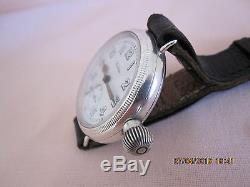 WWI SILVER AWWCco WALTHAM OFFICERS ANTIQUE TRENCH WATCH C1914