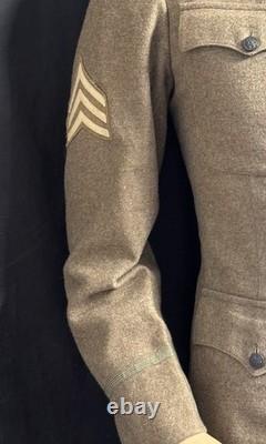 WWI Service Coat. FIELD PROMOTED OFFICER REVERT BACK TO SGT withGreen Mohair Cuff