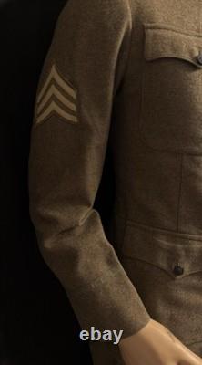 WWI Service Coat. FIELD PROMOTED OFFICER REVERT BACK TO SGT withGreen Mohair Cuff