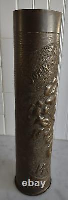 WWI Shell Casing Floral Trench Art Vase / John J Coyne / Verdun Battle