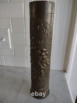 WWI Shell Casing Floral Trench Art Vase / John J Coyne / Verdun Battle