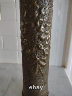 WWI Shell Casing Floral Trench Art Vase / John J Coyne / Verdun Battle