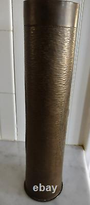 WWI Shell Casing Floral Trench Art Vase / John J Coyne / Verdun Battle