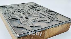 WWI Soldiers In Uniform Copper Printers Embossed Wood Block Die Artist Unknown
