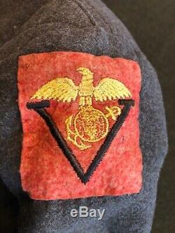 WWI USMC 5th Marine Brigade Uniform Cap EGA Named