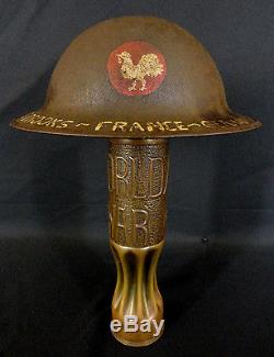 WWI US AMBUALANCE SERVICE, THIRD ARMY & DUAL RED CROSS INSIGNIA PAINTED HELMET