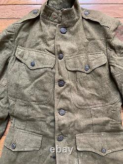 WWI US ARMY 1ST DIVISION M1917 WOOL ENLISTED MANS JACKET with 2 OS + 1 HD STRIPE