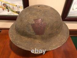 WWI US Army 28th Infantry Division painted combat helmet with liner, chinstrap