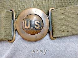 WWI US Army Canvas Garrison Belt withUS Buckle No Date