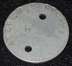WWI US Army ID Disc Dog Tag CARROLL Mechanic 135th Infantry 34th Division AEF