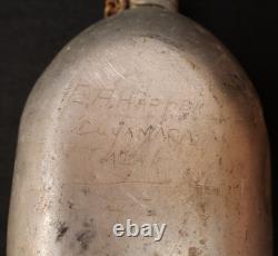 WWI US Army M1910 Flat Top Canteen Spun Aluminum E HARDER Cayamaca Checkers Game