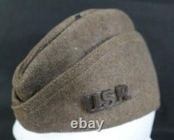 WWI US Army Overseas Garrison Cap Wool War-Time Issue & U. S. R. Large Pin Affixed