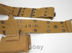 WWI US Army Web Belt & 1916 Dated Bauer & Black First Aid Bandage + Pouch