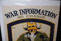 WWI US Homefront WAR INFORMATION No Charge Uncle Sam Poster 26 3/4 x 20 Inches