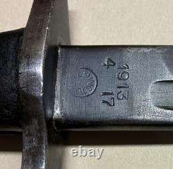 WWI US M1905 Bayonet Remington 1913 FULL 17 Blade M1917 Leather Scabbard