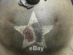 WWI US MODEL 1917 HELMET With PAINTED 2ND DIVISION SUPPLY TRAIN INSIGNIA & EGA