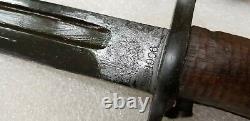 WWI US Springfield Armory M1905 Rifle Sword Bayonet Marked 1906 & Scabbard