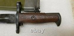 WWI US Springfield Armory M1905 Rifle Sword Bayonet Marked 1906 & Scabbard