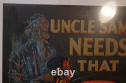 WWI'Uncle Same Needs That Extra Shovel Full' Poster 27 3/4 x 20 Latham NY