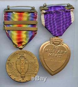 WWI WW1 AEF Victory Medal + Wounded in Action NAMED #ed 131st Inf 33rd Division