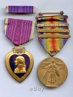 WWI WW1 AEF Victory Medal + Wounded in Action NAMED #ed 47th Infantry 4th Div