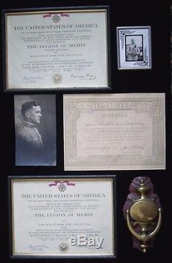 WWI-WWII Grouping Col. W. G. Dockum Citations, Photos (1 signed), Door Knocker