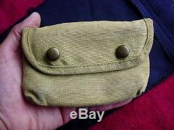 WWI WWII US Marine Corps USMC Early First Aid Pouch with CARR 1913 Marked Snaps
