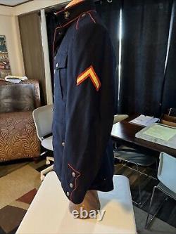 WWI WWII US Marines Blue Wool Officer's Dress Coat Jacket 33 ALL Buttons & Pins