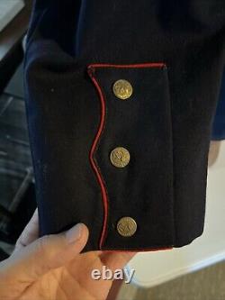 WWI WWII US Marines Blue Wool Officer's Dress Coat Jacket 33 ALL Buttons & Pins