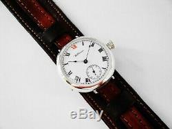 WWI Waltham RED XII Trench Watch, 15 Jewels, Sterling Silver AWCCo Case, Size 0s
