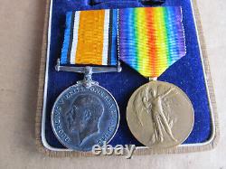 WWI World War 1 British Victory & War Medals Cased Named & Numbered Neville Lyon