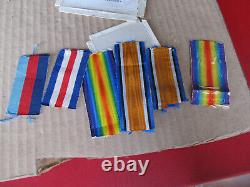 WWI World War 1 British Victory & War Medals Cased Named & Numbered Neville Lyon