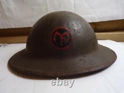 WW-1 BRITISH BRODIE HELMET WITH PERIOD APPLIED 27th INFANTRY DIVISION INSIGNIA