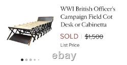 WW 1 British officer desk and cot. WW1 OFFICER'S CAMPAIGN FIELD COT Desk 1900s