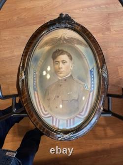 WW 1 Colorized Soldier In Uniform Absolutely Awesome Frame Bubble Glass 24x17