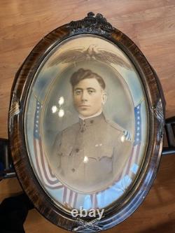 WW 1 Colorized Soldier In Uniform Absolutely Awesome Frame Bubble Glass 24x17