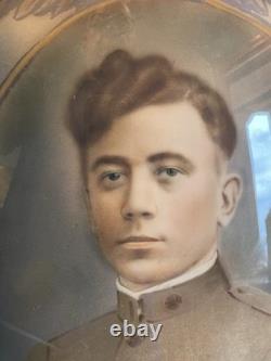 WW 1 Colorized Soldier In Uniform Absolutely Awesome Frame Bubble Glass 24x17