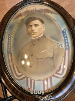 WW 1 Colorized Soldier In Uniform Absolutely Awesome Frame Bubble Glass 24x17