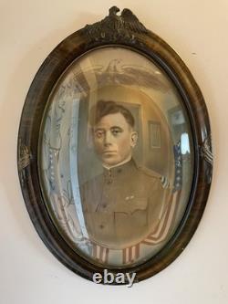 WW 1 Colorized Soldier In Uniform Absolutely Awesome Frame Bubble Glass 24x17