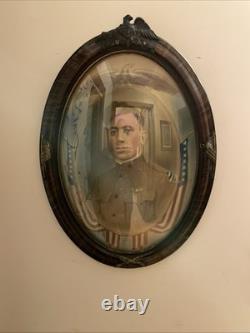 WW 1 Colorized Soldier In Uniform Absolutely Awesome Frame Bubble Glass 24x17