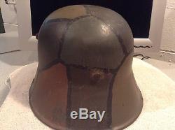 Ww 1 German Helmet, Camo, Original Liner, Great Shape