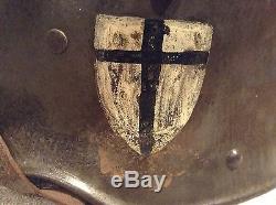 Ww 1 German Helmet, Unit Painted Crest, Original Liner And Chin Strap