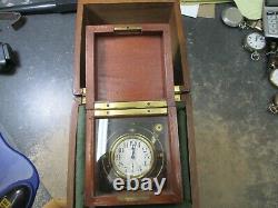 Waltham 8 Day Ships Watch Marine Chronometer Wwi In Orig Wood Double Box