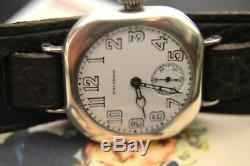 Waltham Sterling WW1 Trench watch, Mens Military, c. 1918, period band