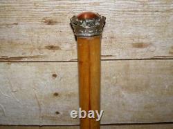 World War 1 Military Drum Major's Marching Mace / Staff With Brass Crown Top