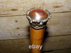 World War 1 Military Drum Major's Marching Mace / Staff With Brass Crown Top